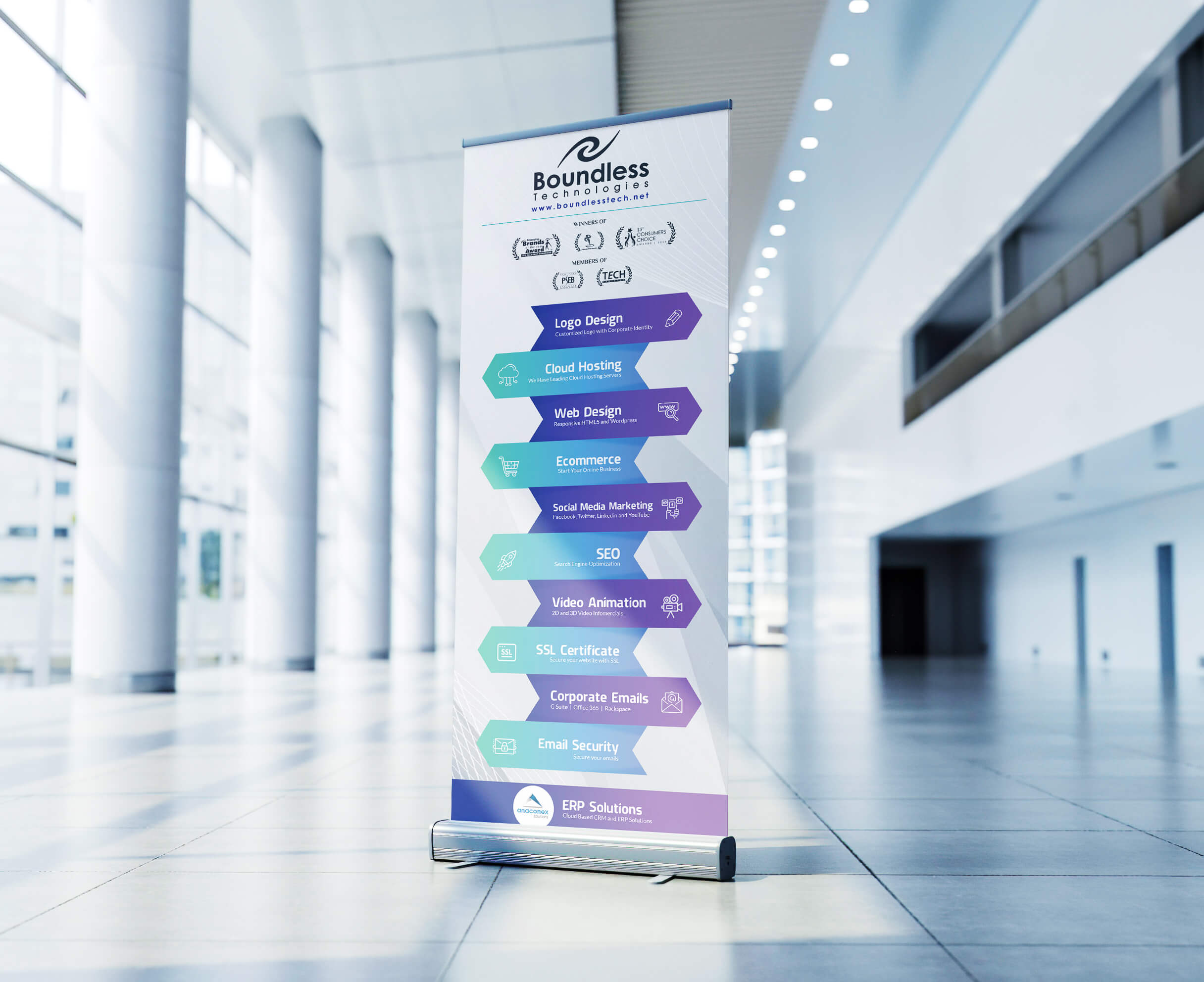 Boundless Technologies standee design